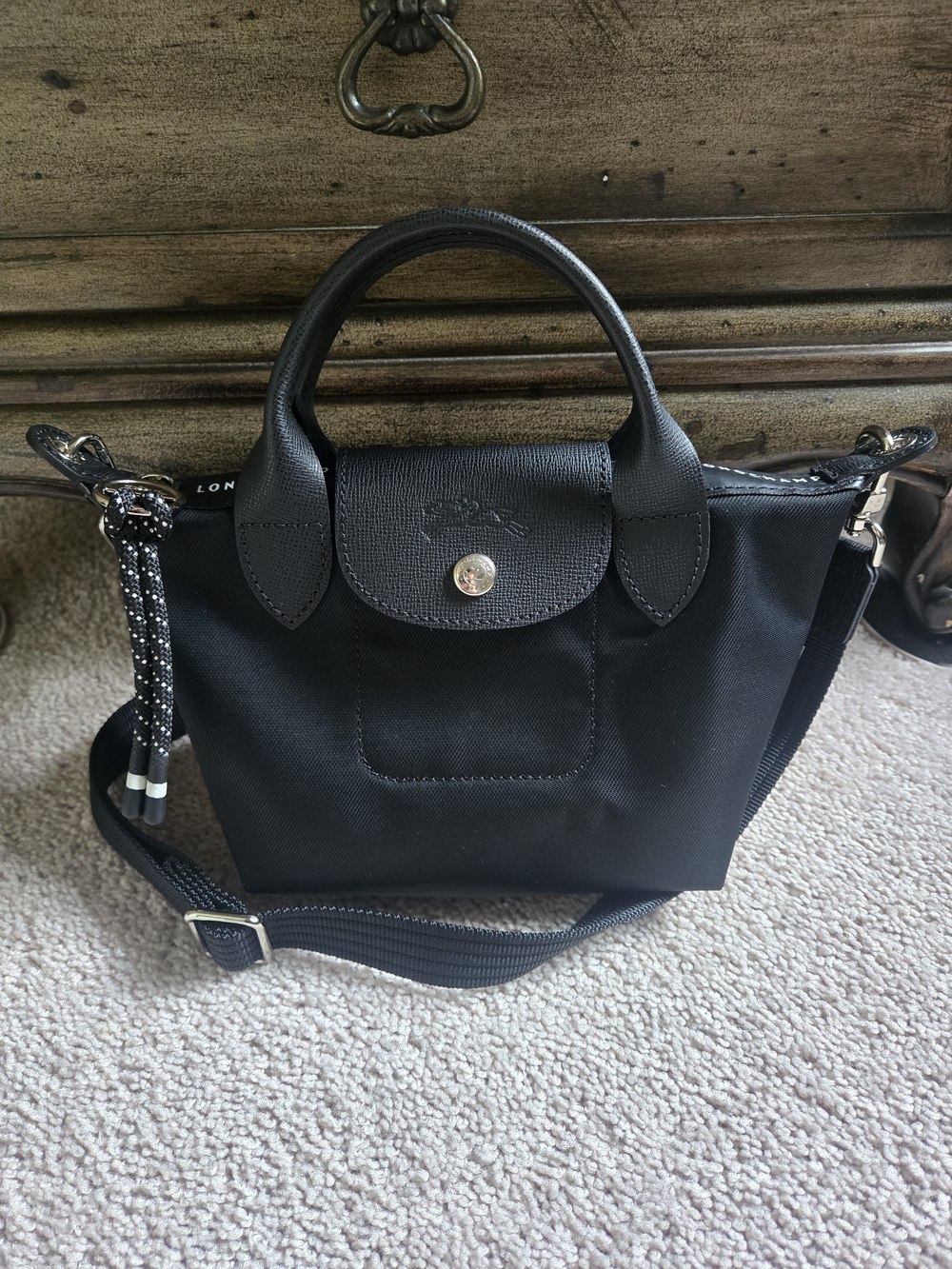Longchamp Le Pliage Energy XS Crossbody Tote- Black
